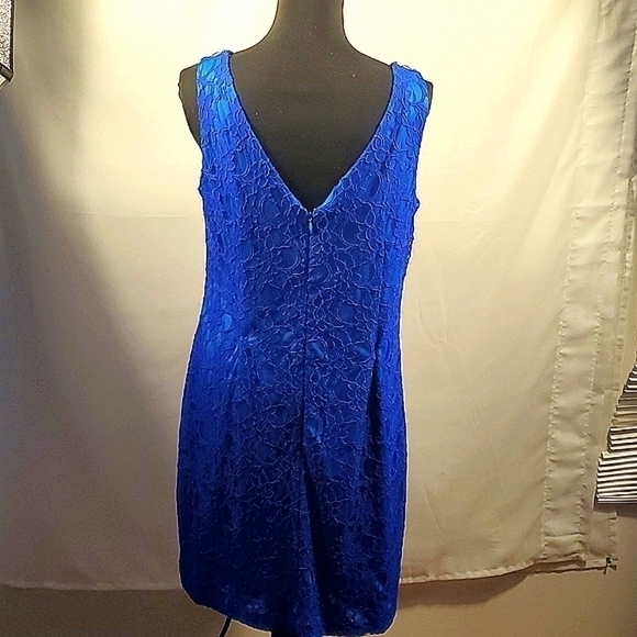 Adrianna Papell Hailey Blue Lace Evening Gown/Dress Size 14 - Picture 10 of 12